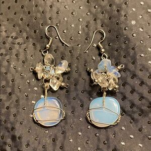 Opalite Gemstone Wire-Wrapped Earrings